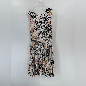 Anthropologie‎ Ramona Dress Jersey Ruched White Animal Print Size M